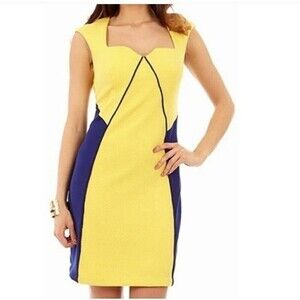 Cenia NY Women's  Casual Yellow Blue Dress Size 10